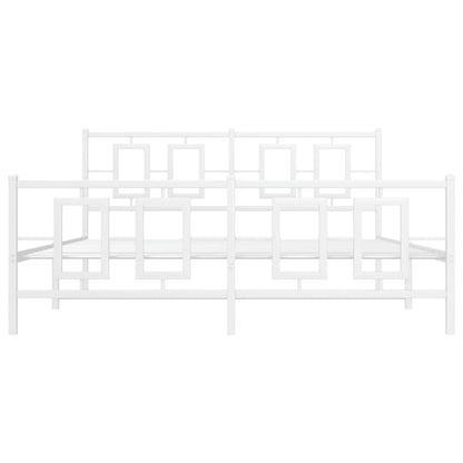 Bedframe Met Hoofd- En Voeteneinde Metaal Wit 150 x 200 cm met hoofdbord & voetbord