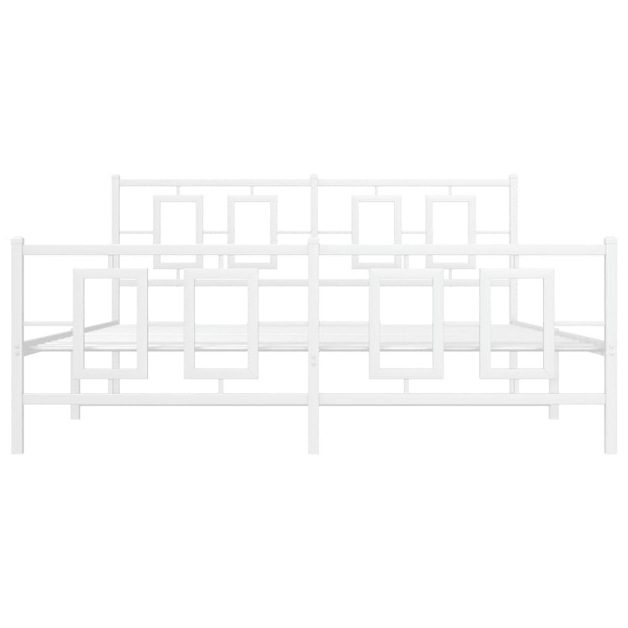 Bedframe Met Hoofd- En Voeteneinde Metaal Wit 150 x 200 cm met hoofdbord & voetbord