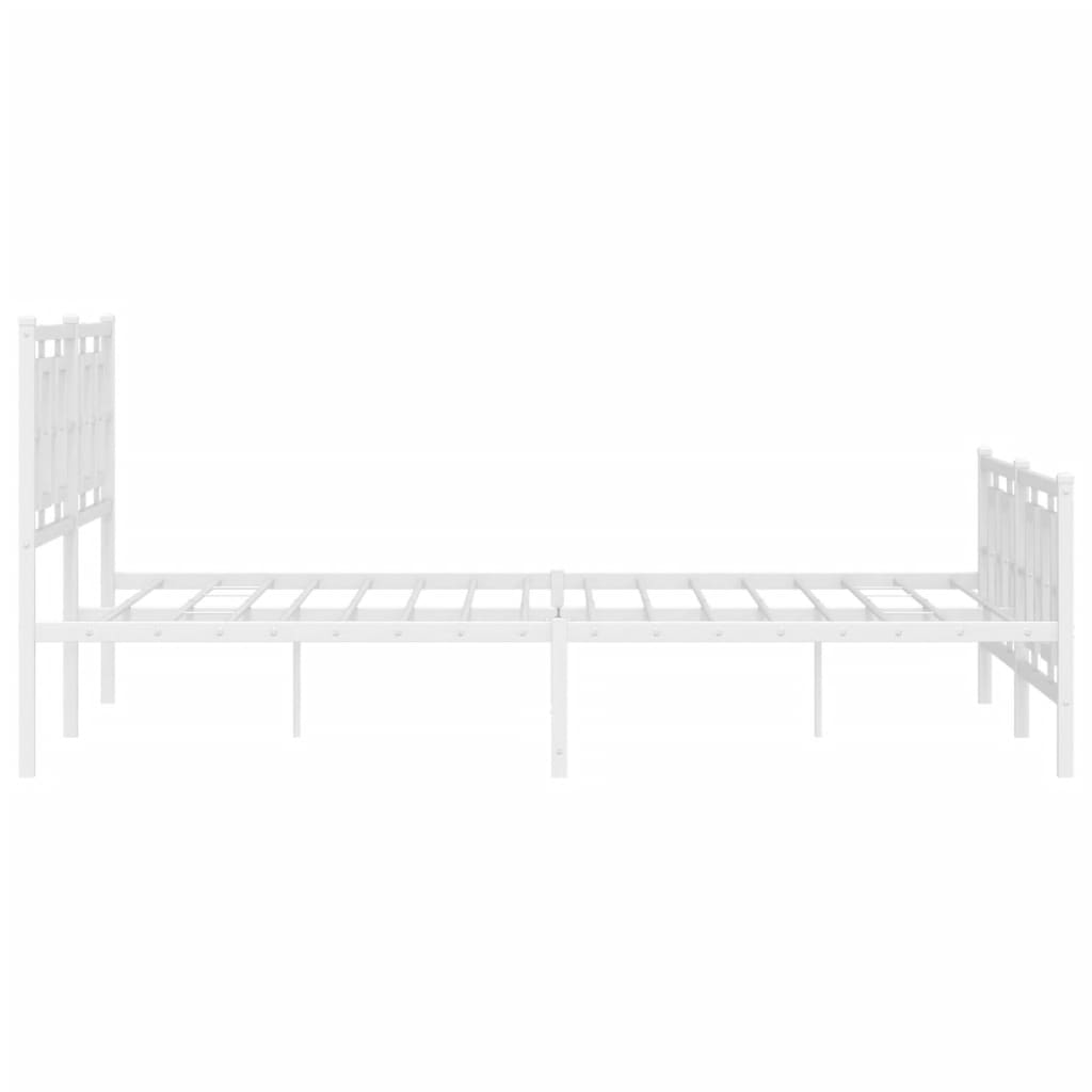 Bedframe Met Hoofd- En Voeteneinde Metaal Wit 150 x 200 cm met hoofdbord & voetbord