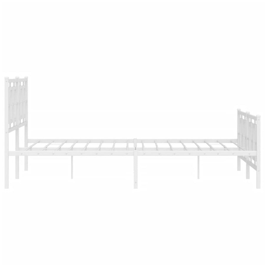 Bedframe Met Hoofd- En Voeteneinde Metaal Wit 150 x 200 cm met hoofdbord & voetbord
