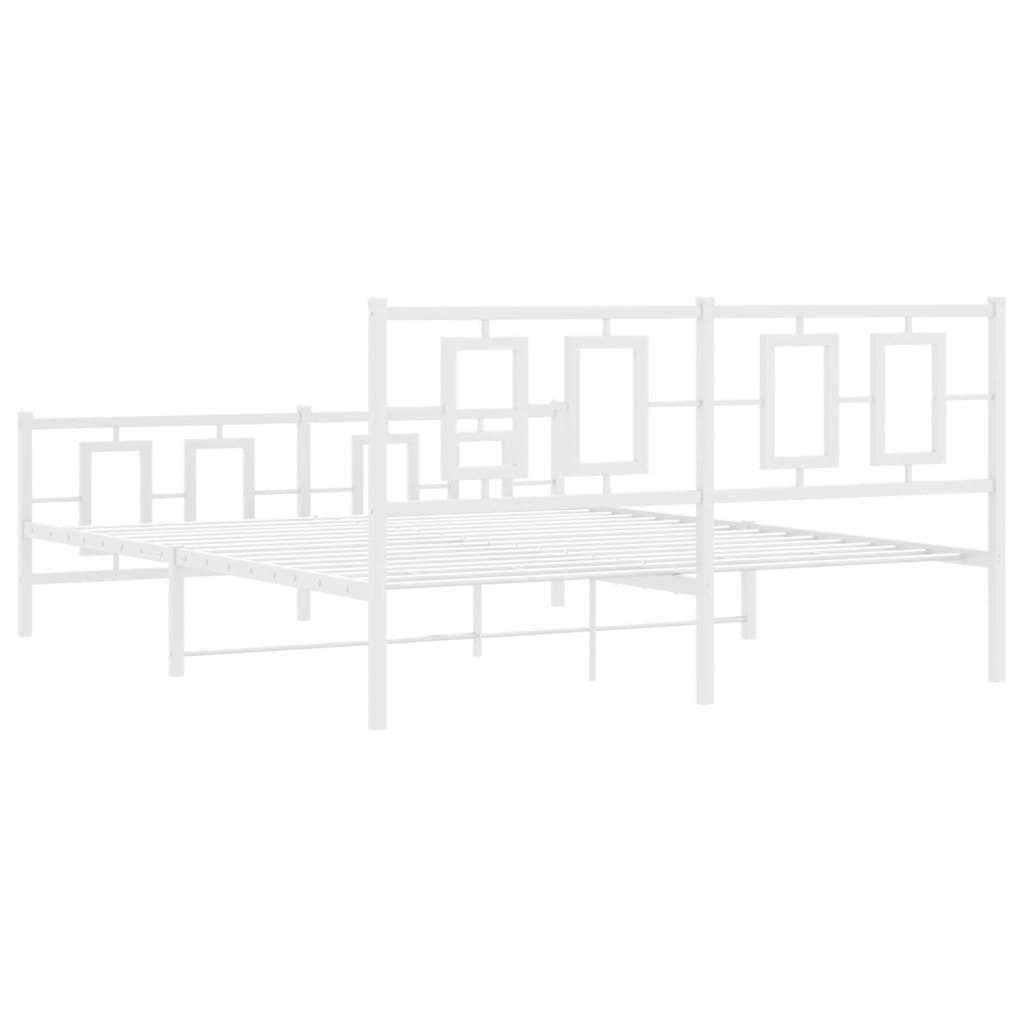 Bedframe Met Hoofd- En Voeteneinde Metaal Wit 150 x 200 cm met hoofdbord & voetbord