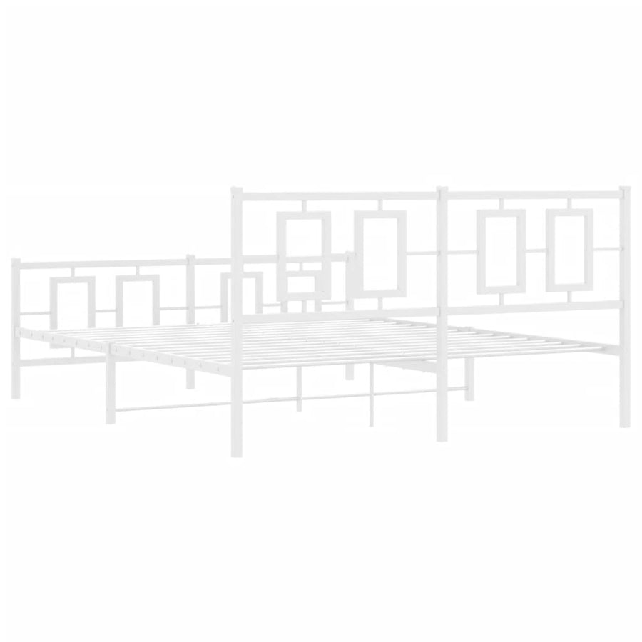 Bedframe Met Hoofd- En Voeteneinde Metaal Wit 150 x 200 cm met hoofdbord & voetbord