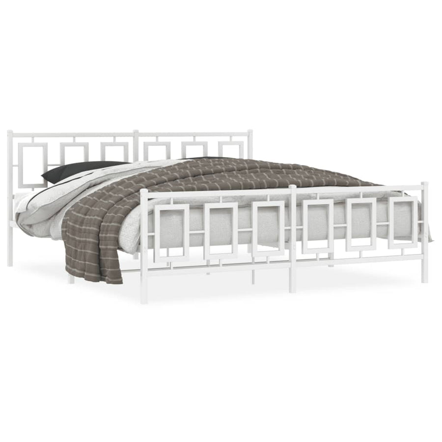 Bedframe Met Hoofd- En Voeteneinde Metaal 180 x 200 cm Wit