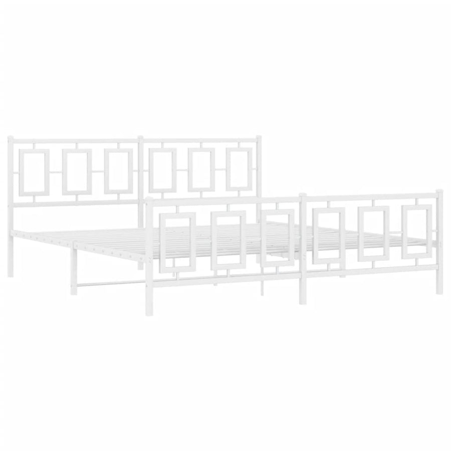 Bedframe Met Hoofd- En Voeteneinde Metaal 180 x 200 cm Wit