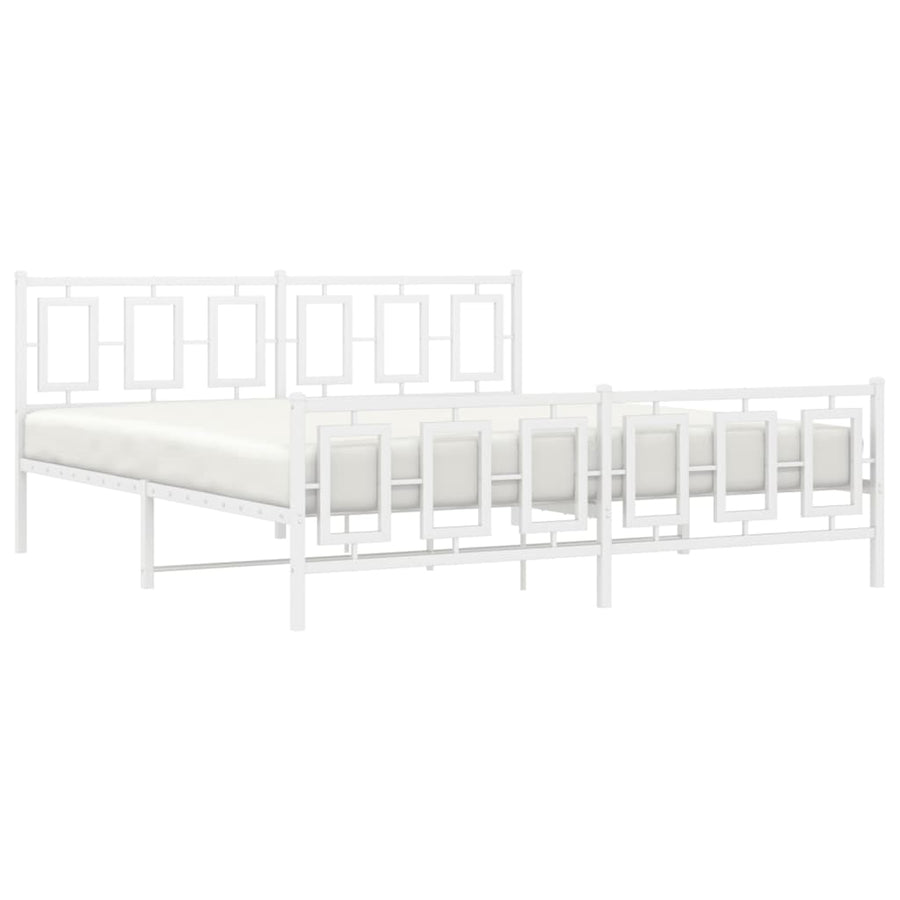 Bedframe Met Hoofd- En Voeteneinde Metaal 180 x 200 cm Wit