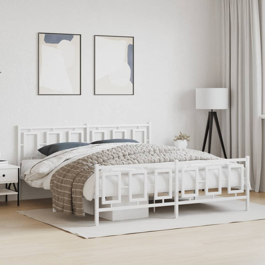 Bedframe Met Hoofd- En Voeteneinde Metaal 180 x 200 cm Wit