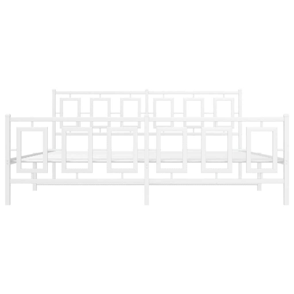 Bedframe Met Hoofd- En Voeteneinde Metaal Wit 183 x 213 cm met hoofdbord & voetbord