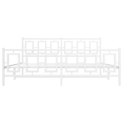 Bedframe Met Hoofd- En Voeteneinde Metaal Wit 183 x 213 cm met hoofdbord & voetbord