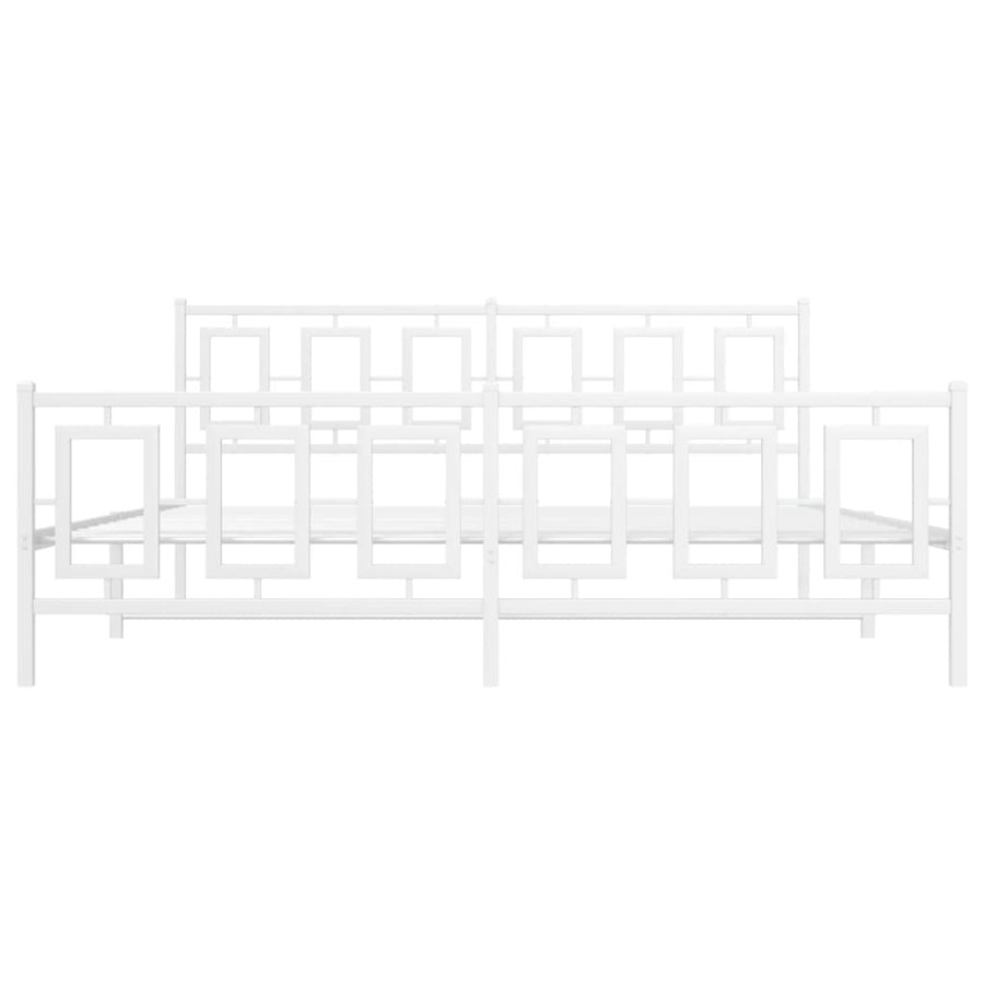 Bedframe Met Hoofd- En Voeteneinde Metaal Wit 183 x 213 cm met hoofdbord & voetbord