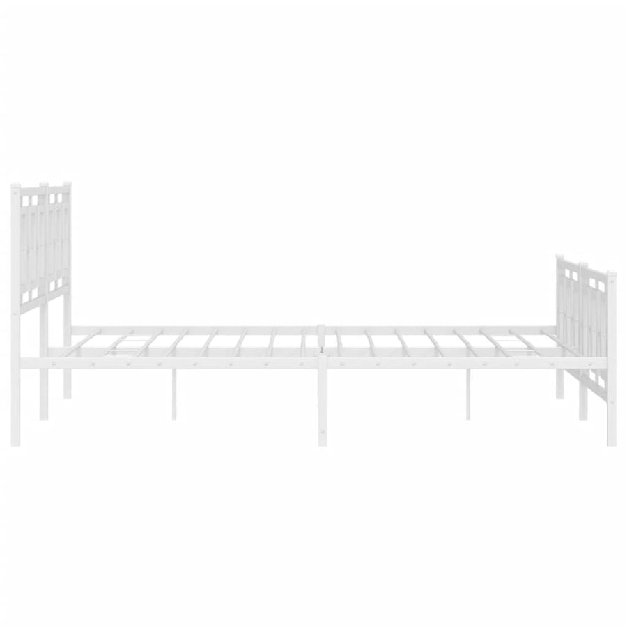 Bedframe Met Hoofd- En Voeteneinde Metaal Wit 183 x 213 cm met hoofdbord & voetbord
