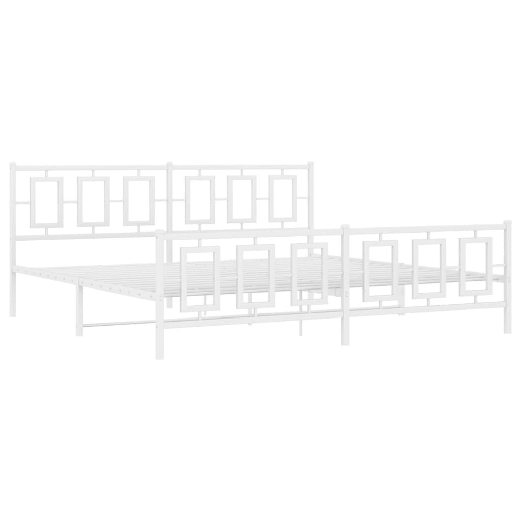 Bedframe Met Hoofd- En Voeteneinde Metaal Wit 193 x 203 cm met hoofdbord & voetbord
