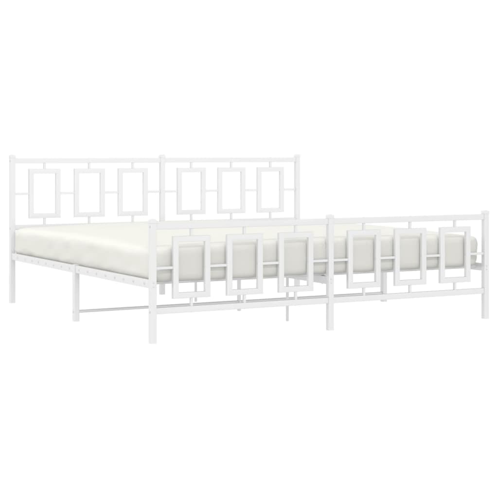 Bedframe Met Hoofd- En Voeteneinde Metaal Wit 193 x 203 cm met hoofdbord & voetbord