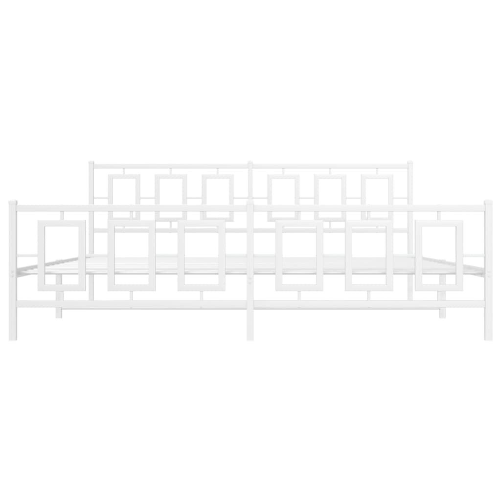 Bedframe Met Hoofd- En Voeteneinde Metaal Wit 193 x 203 cm met hoofdbord & voetbord