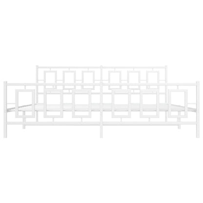 Bedframe Met Hoofd- En Voeteneinde Metaal Wit 193 x 203 cm met hoofdbord & voetbord