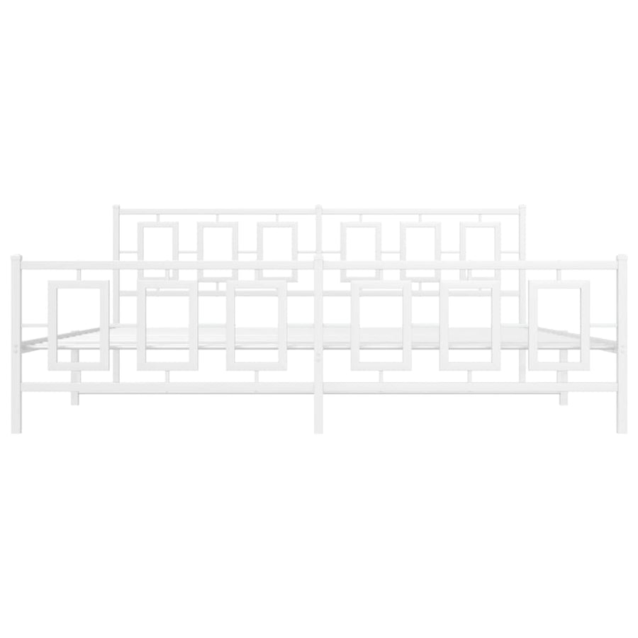 Bedframe Met Hoofd- En Voeteneinde Metaal Wit 193 x 203 cm met hoofdbord & voetbord