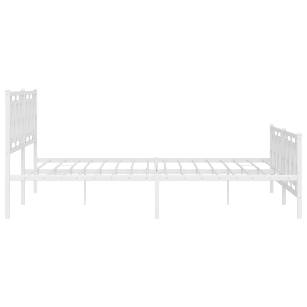 Bedframe Met Hoofd- En Voeteneinde Metaal Wit 193 x 203 cm met hoofdbord & voetbord