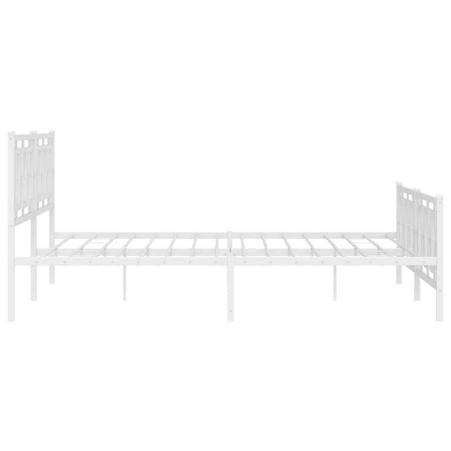 Bedframe Met Hoofd- En Voeteneinde Metaal Wit 193 x 203 cm met hoofdbord & voetbord