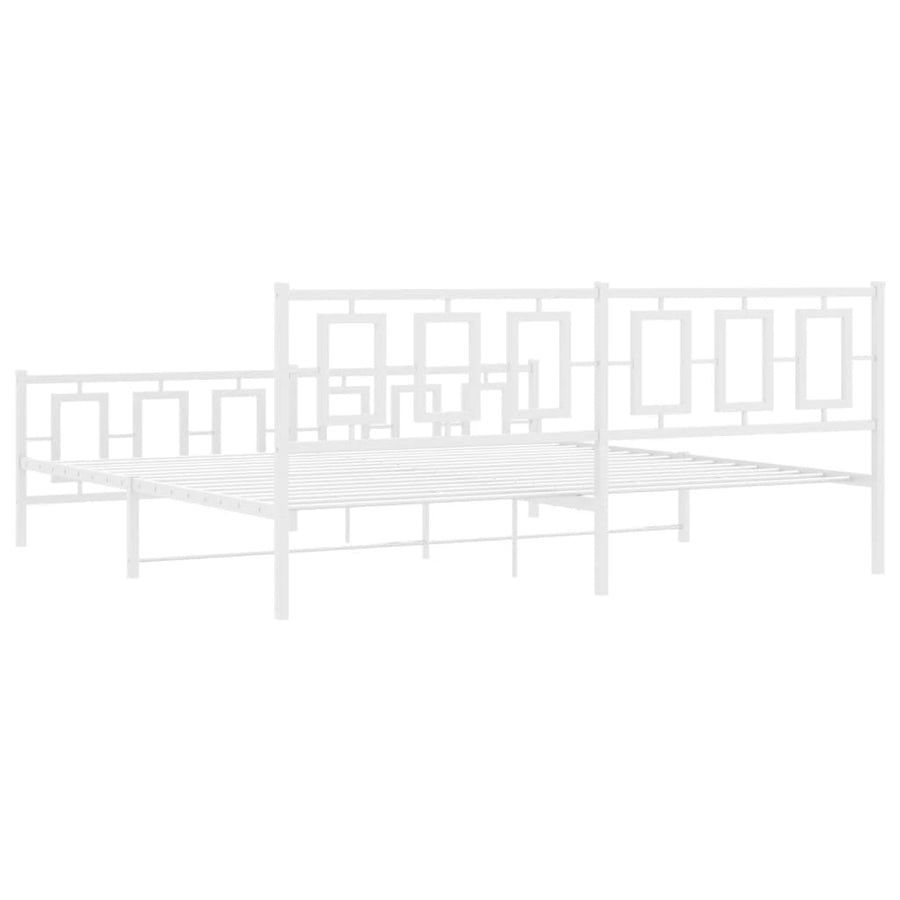 Bedframe Met Hoofd- En Voeteneinde Metaal Wit 193 x 203 cm met hoofdbord & voetbord