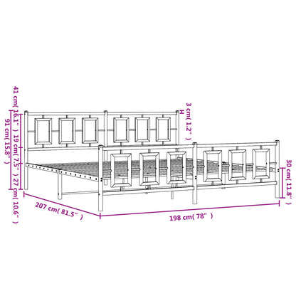 Bedframe Met Hoofd- En Voeteneinde Metaal Wit 193 x 203 cm met hoofdbord & voetbord