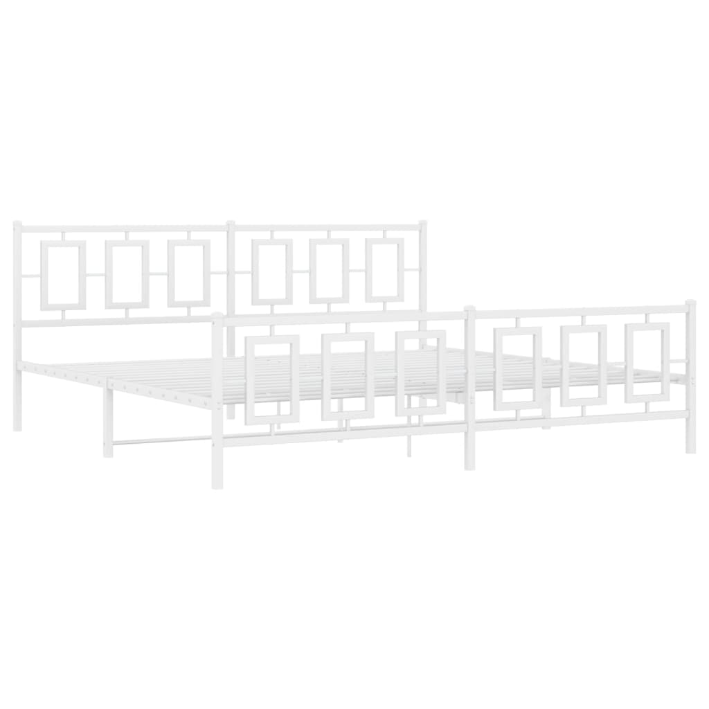 Bedframe Met Hoofd- En Voeteneinde Metaal Wit 200 x 200 cm met hoofdbord & voetbord