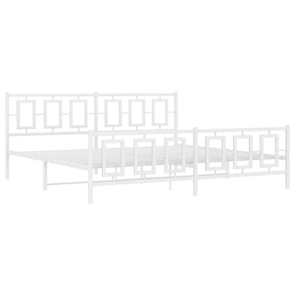 Bedframe Met Hoofd- En Voeteneinde Metaal Wit 200 x 200 cm met hoofdbord & voetbord