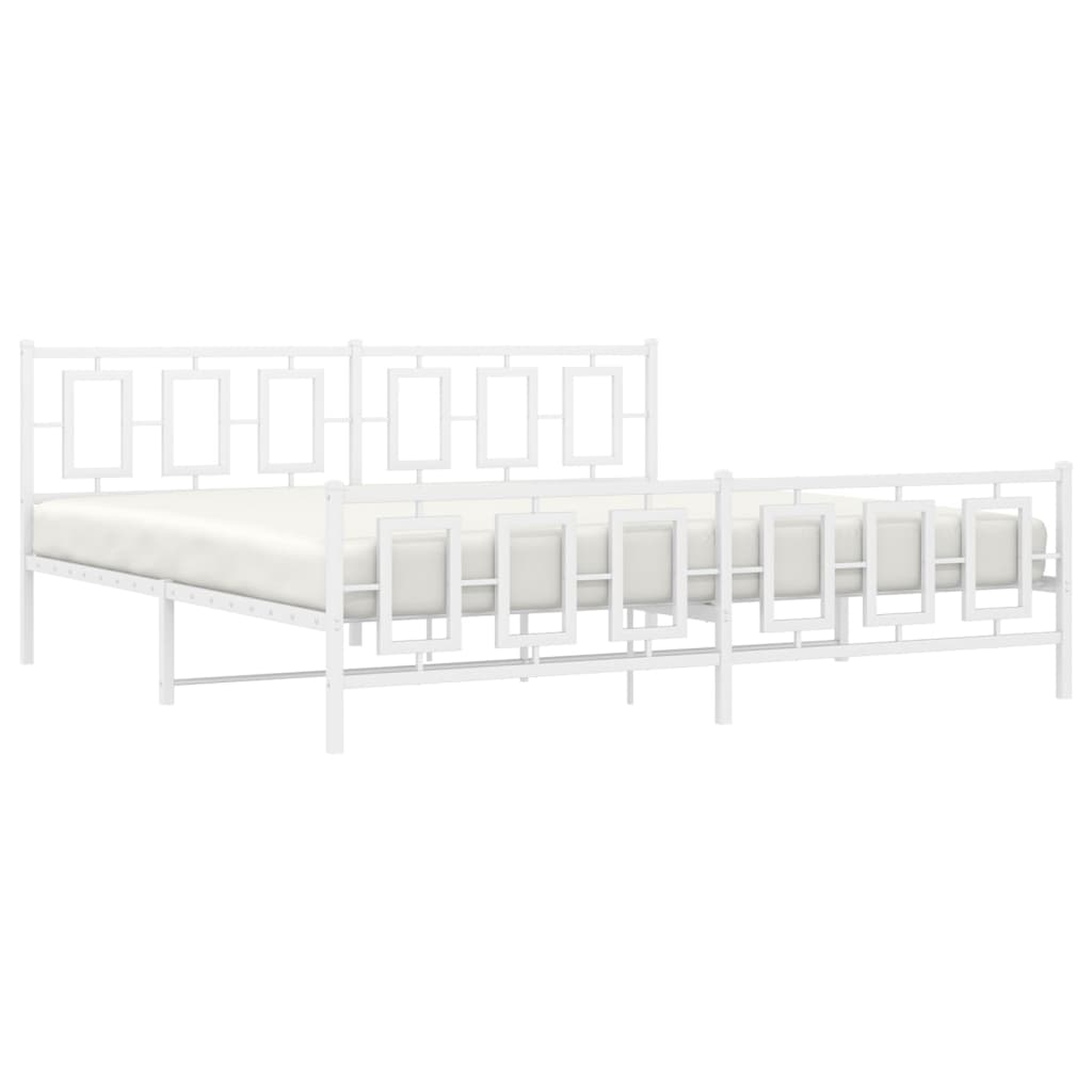 Bedframe Met Hoofd- En Voeteneinde Metaal Wit 200 x 200 cm met hoofdbord & voetbord