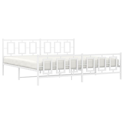 Bedframe Met Hoofd- En Voeteneinde Metaal Wit 200 x 200 cm met hoofdbord & voetbord