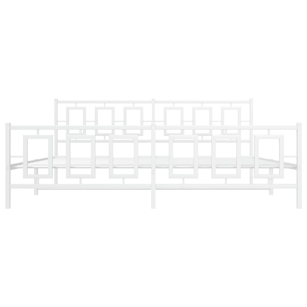 Bedframe Met Hoofd- En Voeteneinde Metaal Wit 200 x 200 cm met hoofdbord & voetbord