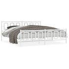 Bed frame with headboard and footboard metal white 200x200 cm
