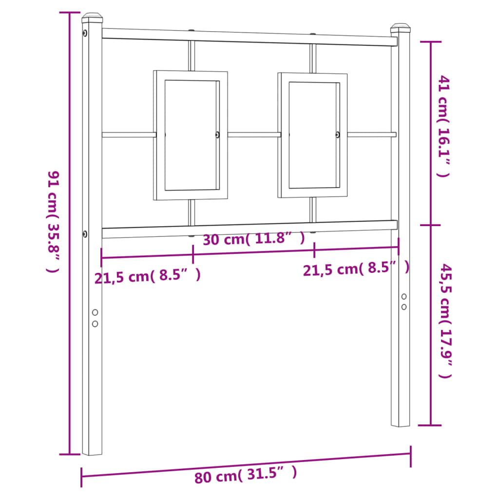 Hoofdbord Metaal Wit 75 cm