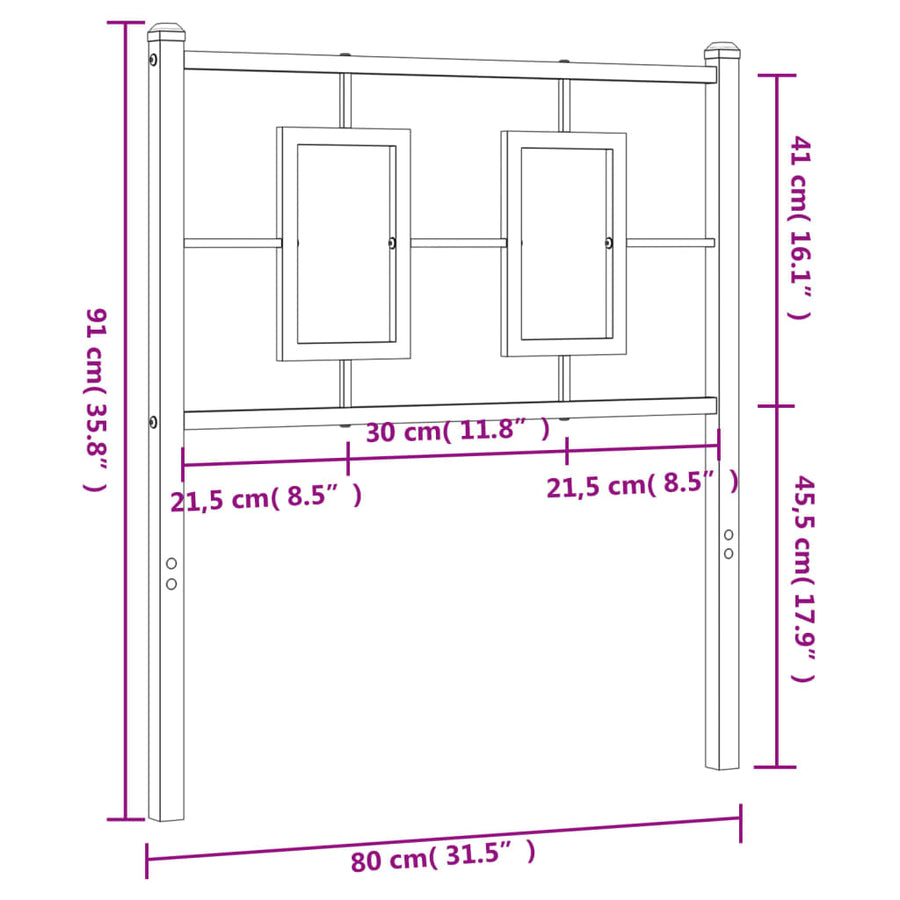 Hoofdbord Metaal Wit 75 cm