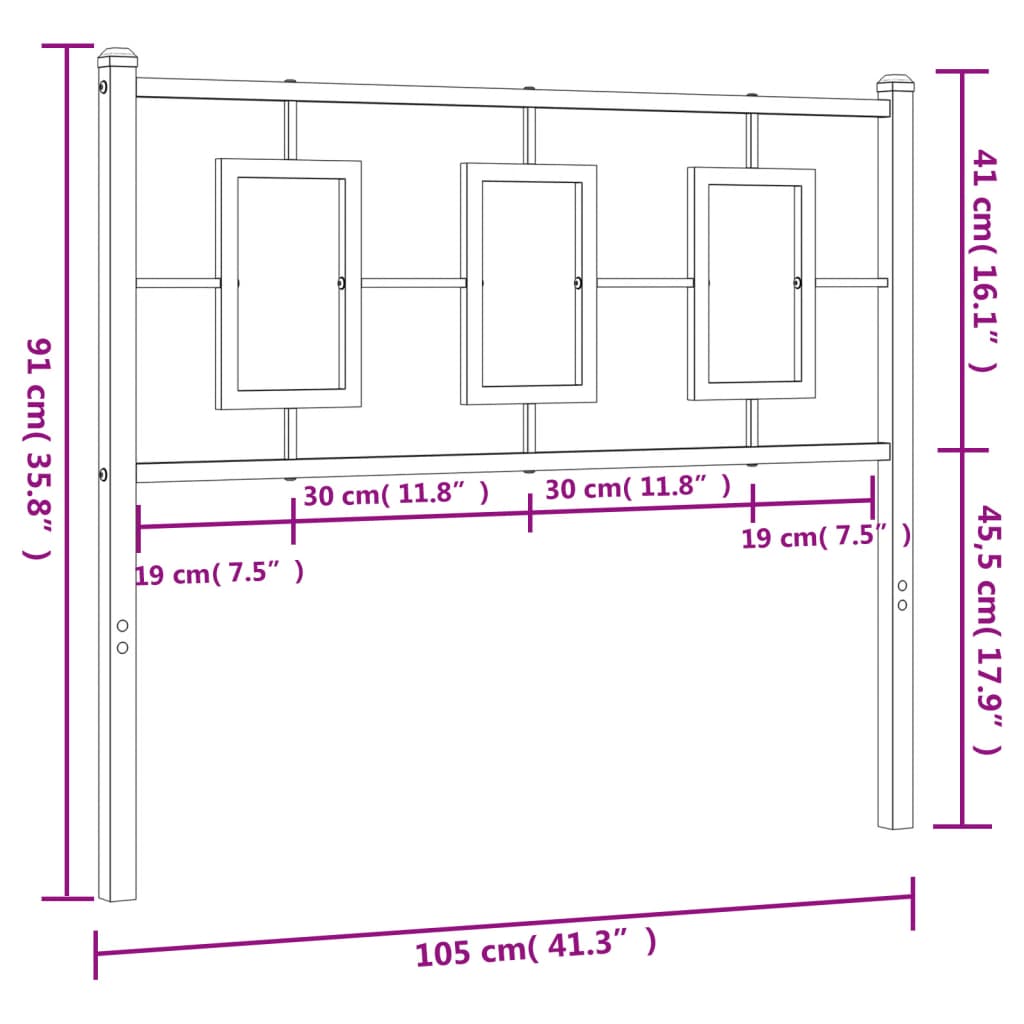 Vervangend hoofdbord 100 cm metaal wit