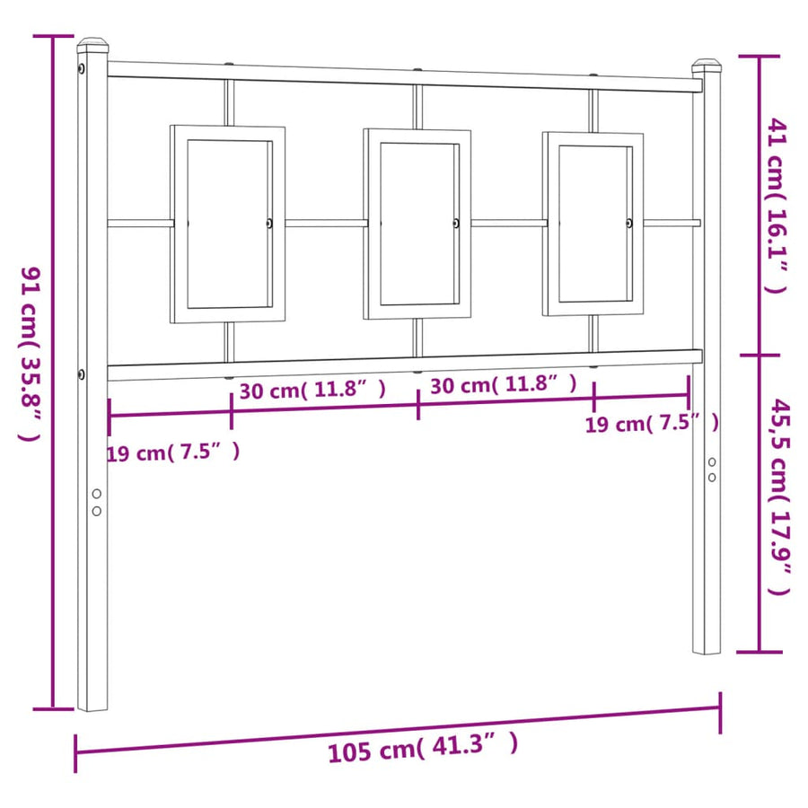 Vervangend hoofdbord 100 cm metaal wit