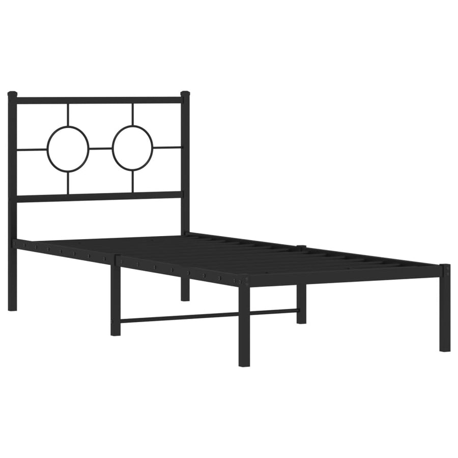 Bedframe Metaal Zwart 80 x 200 cm met hoofdbord