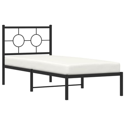 Bedframe Metaal Zwart 80 x 200 cm met hoofdbord