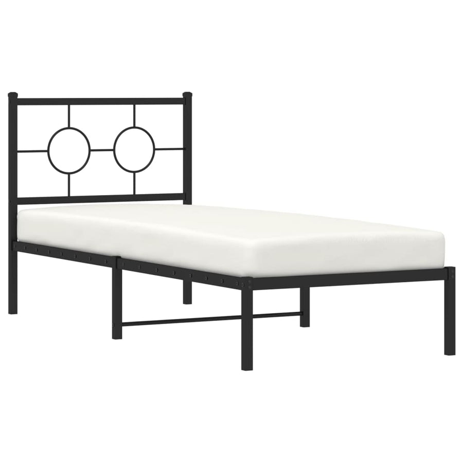 Bedframe Metaal Zwart 80 x 200 cm met hoofdbord
