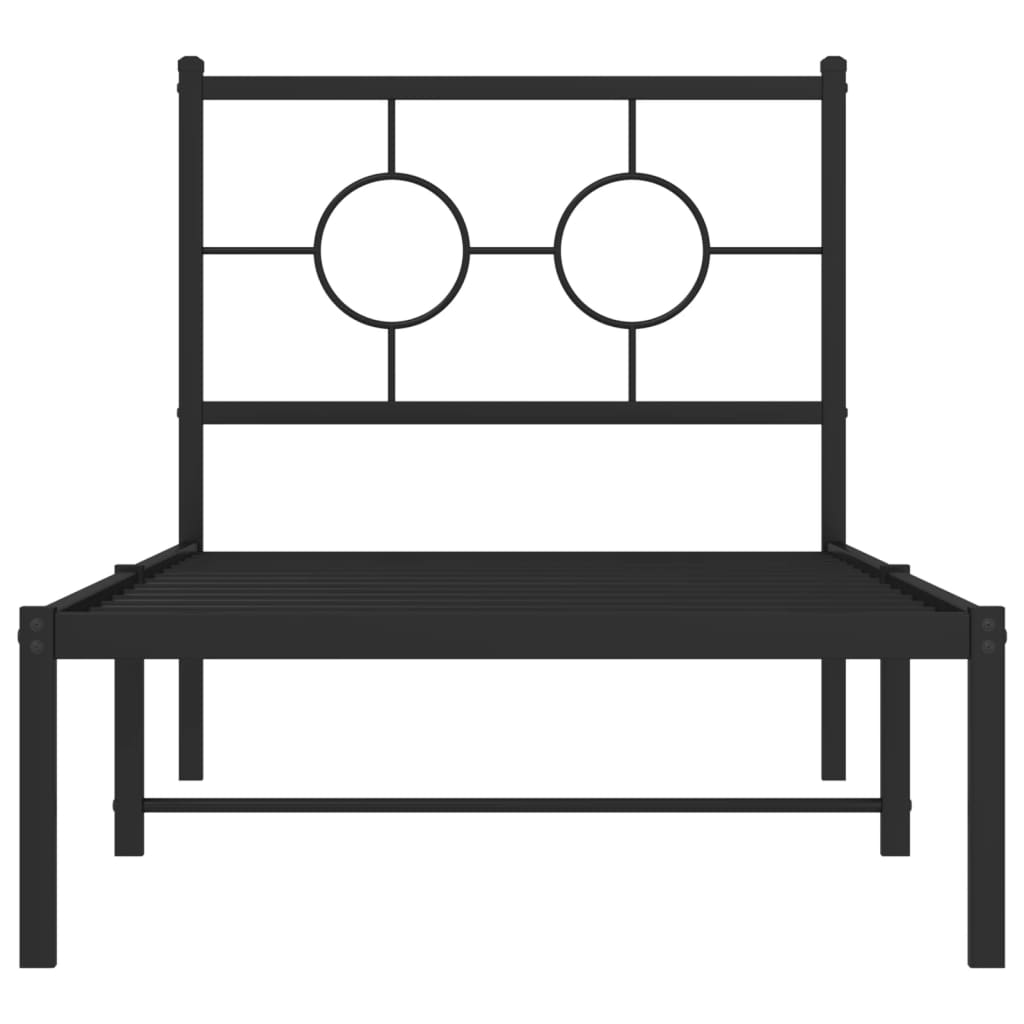 Bedframe Metaal Zwart 80 x 200 cm met hoofdbord