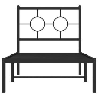 Bedframe Metaal Zwart 80 x 200 cm met hoofdbord