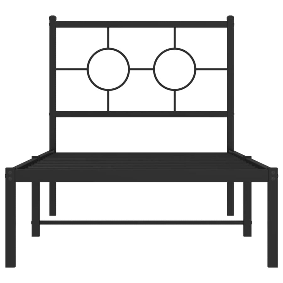Bedframe Metaal Zwart 80 x 200 cm met hoofdbord