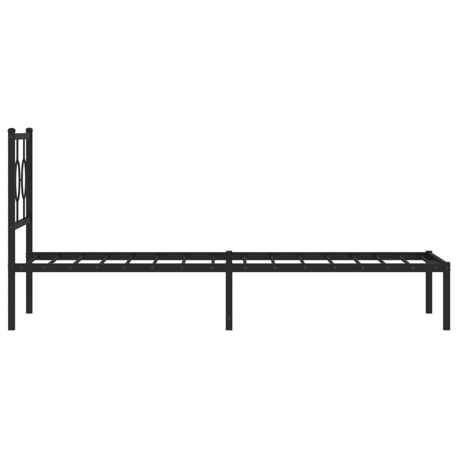 Bedframe Metaal Zwart 80 x 200 cm met hoofdbord