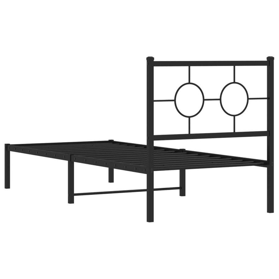 Bedframe Metaal Zwart 80 x 200 cm met hoofdbord