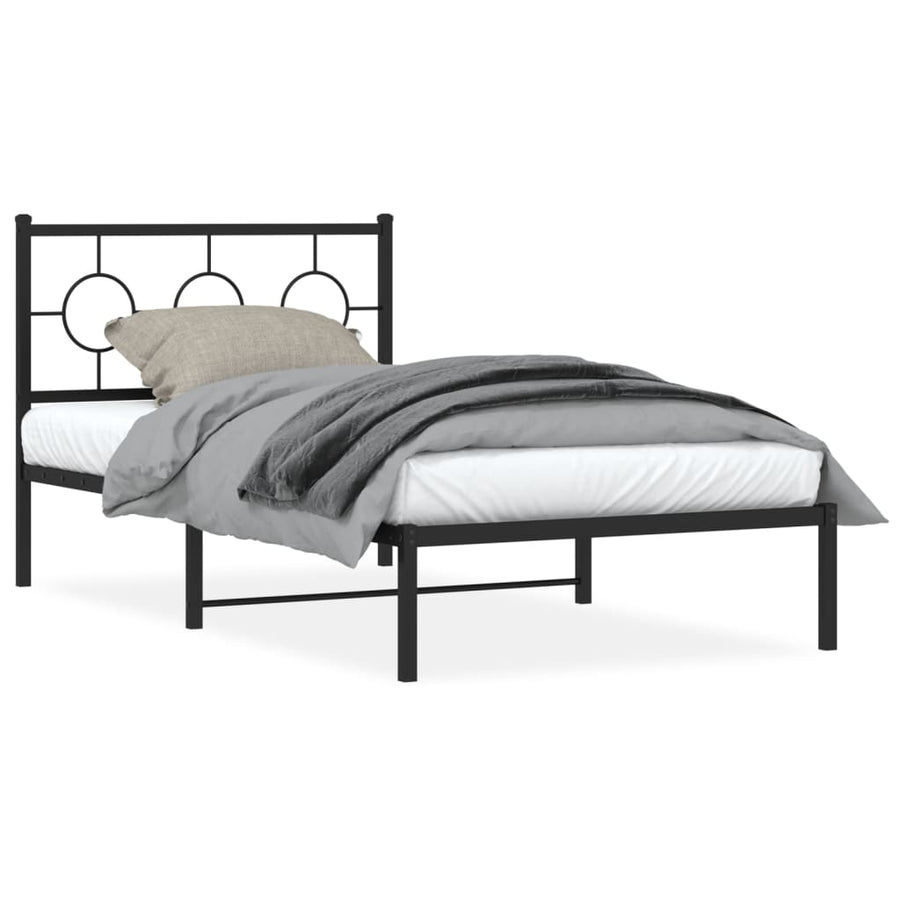 Bedframe met hoofdbord metaal zwart 100x200 cm