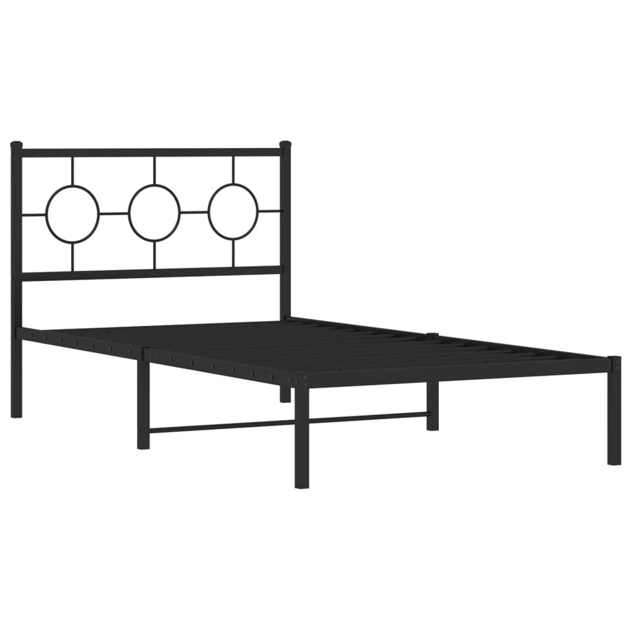 Bedframe met hoofdbord metaal zwart 100x200 cm