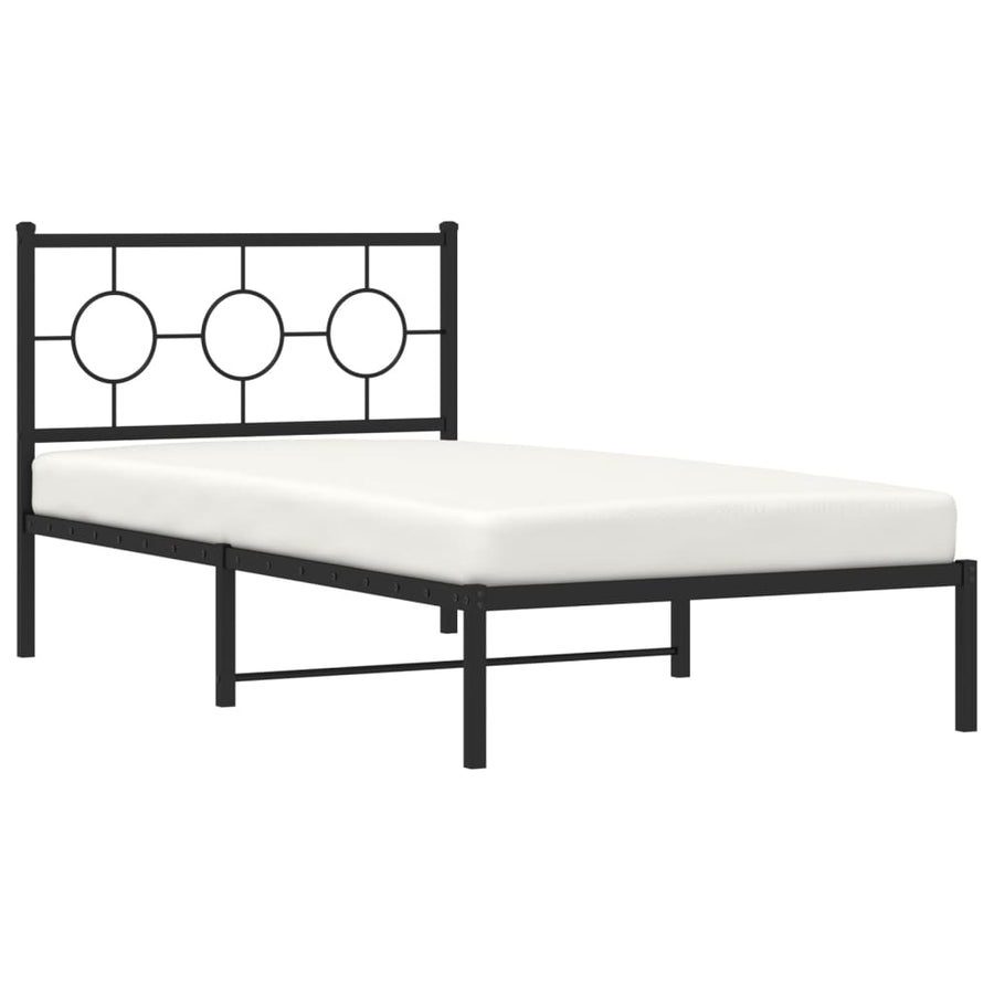 Bedframe met hoofdbord metaal zwart 100x200 cm