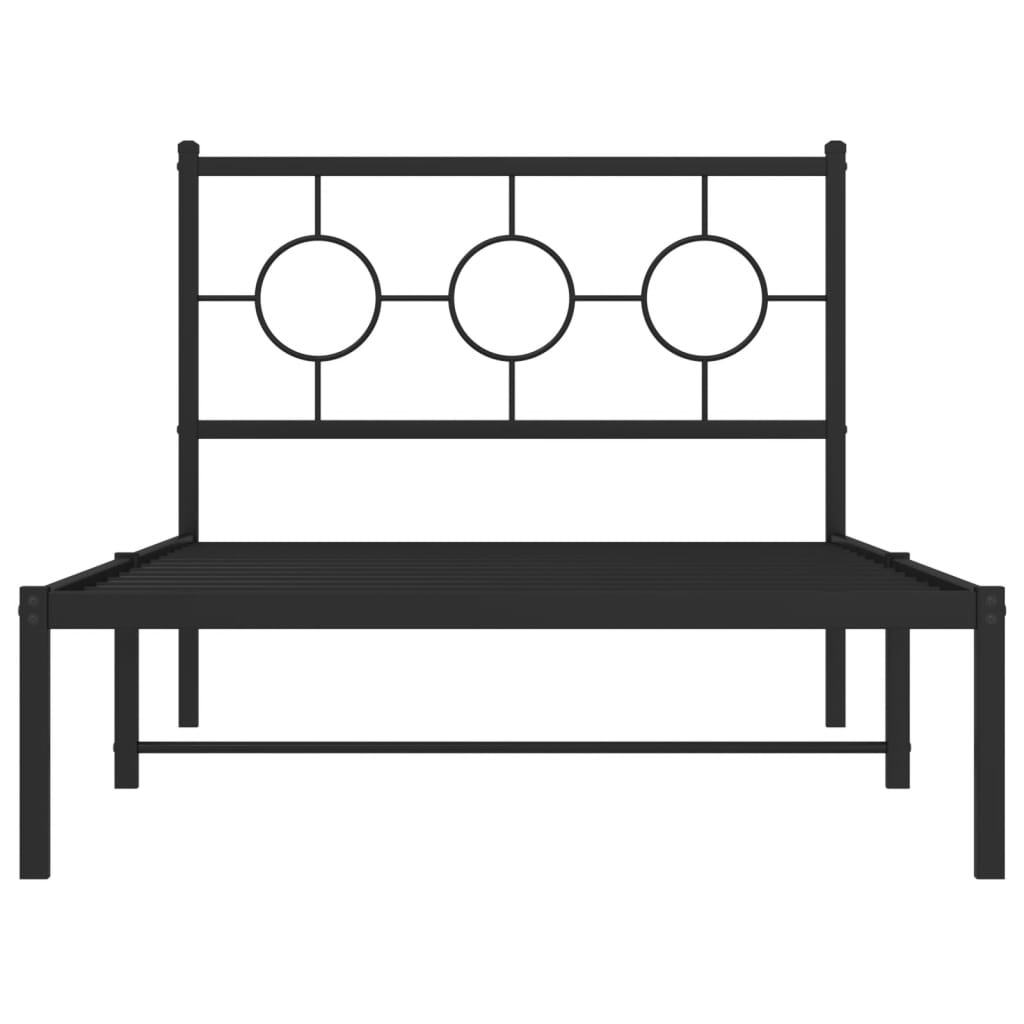 Bedframe met hoofdbord metaal zwart 100x200 cm