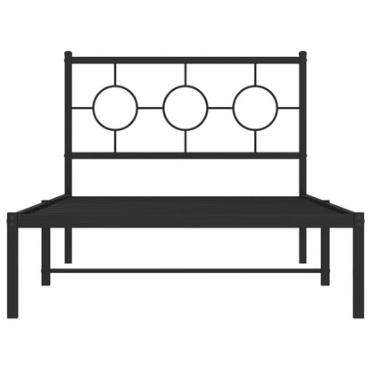 Bedframe met hoofdbord metaal zwart 100x200 cm