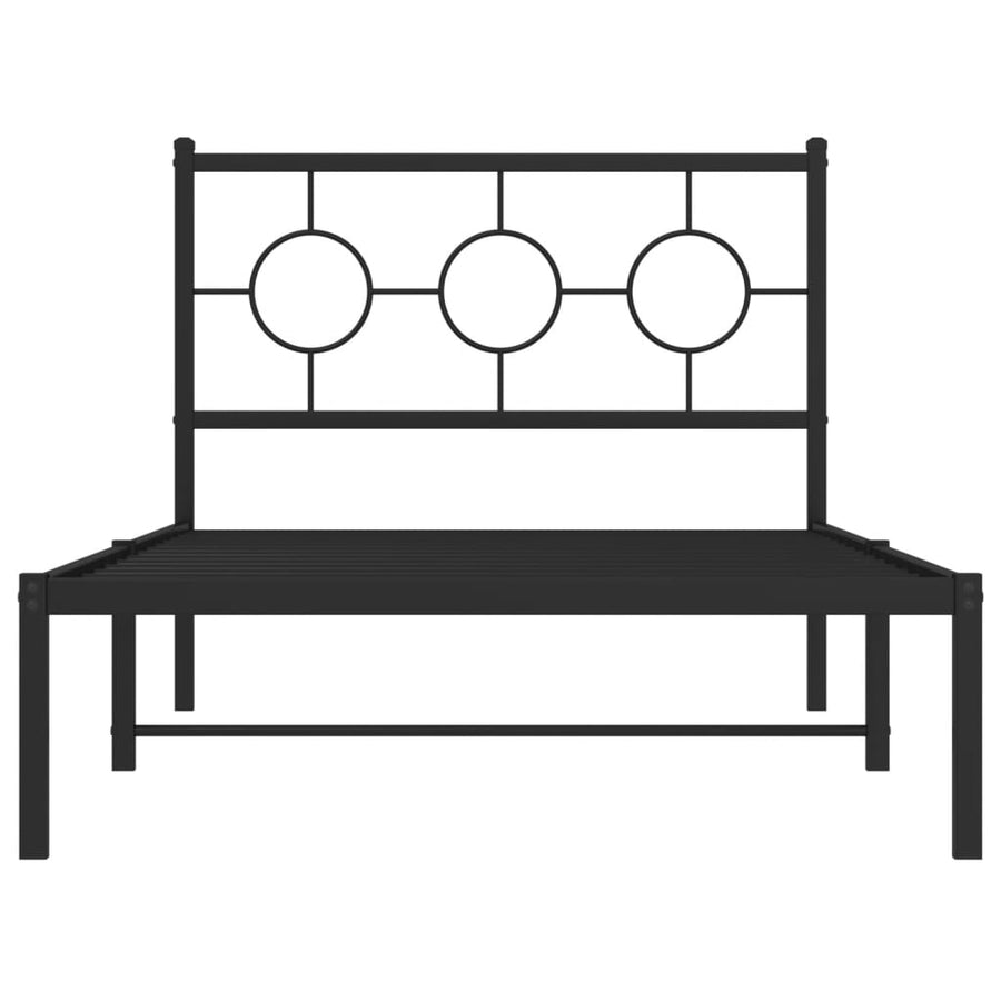 Bedframe met hoofdbord metaal zwart 100x200 cm