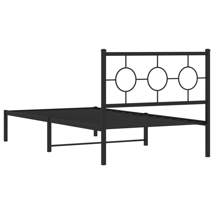 Bedframe met hoofdbord metaal zwart 100x200 cm