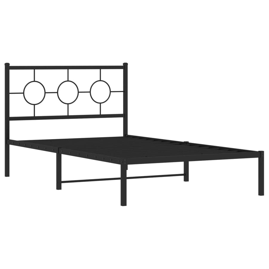 Bedframe Metaal Zwart 107 x 203 cm met hoofdbord