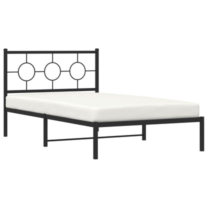 Bedframe Metaal Zwart 107 x 203 cm met hoofdbord
